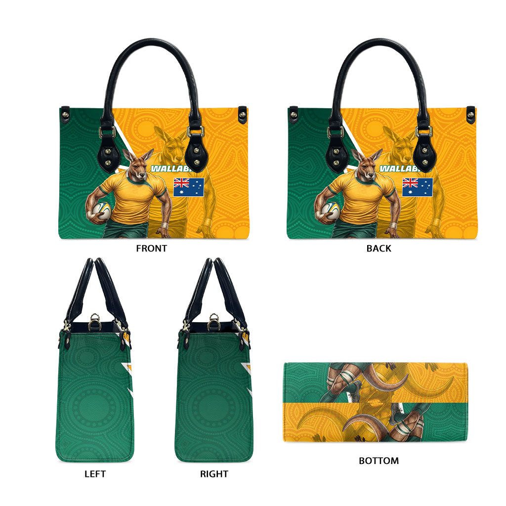 Australia Wallabies Kangaroo Leather Bag Australia Flag And Lightning Bolt - Aboriginal Rugby Mascot