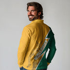 Australia Wallabies Kangaroo Long Sleeve Polo Shirt Australia Flag And Lightning Bolt - Aboriginal Rugby Mascot