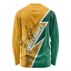Australia Wallabies Kangaroo Long Sleeve Shirt Australia Flag And Lightning Bolt - Aboriginal Rugby Mascot