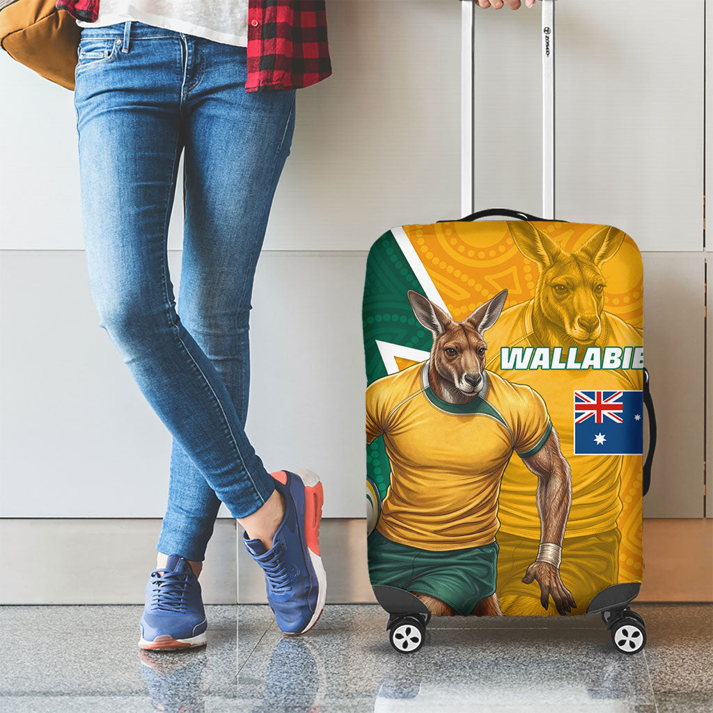 Australia Wallabies Kangaroo Luggage Cover Australia Flag And Lightning Bolt - Aboriginal Rugby Mascot