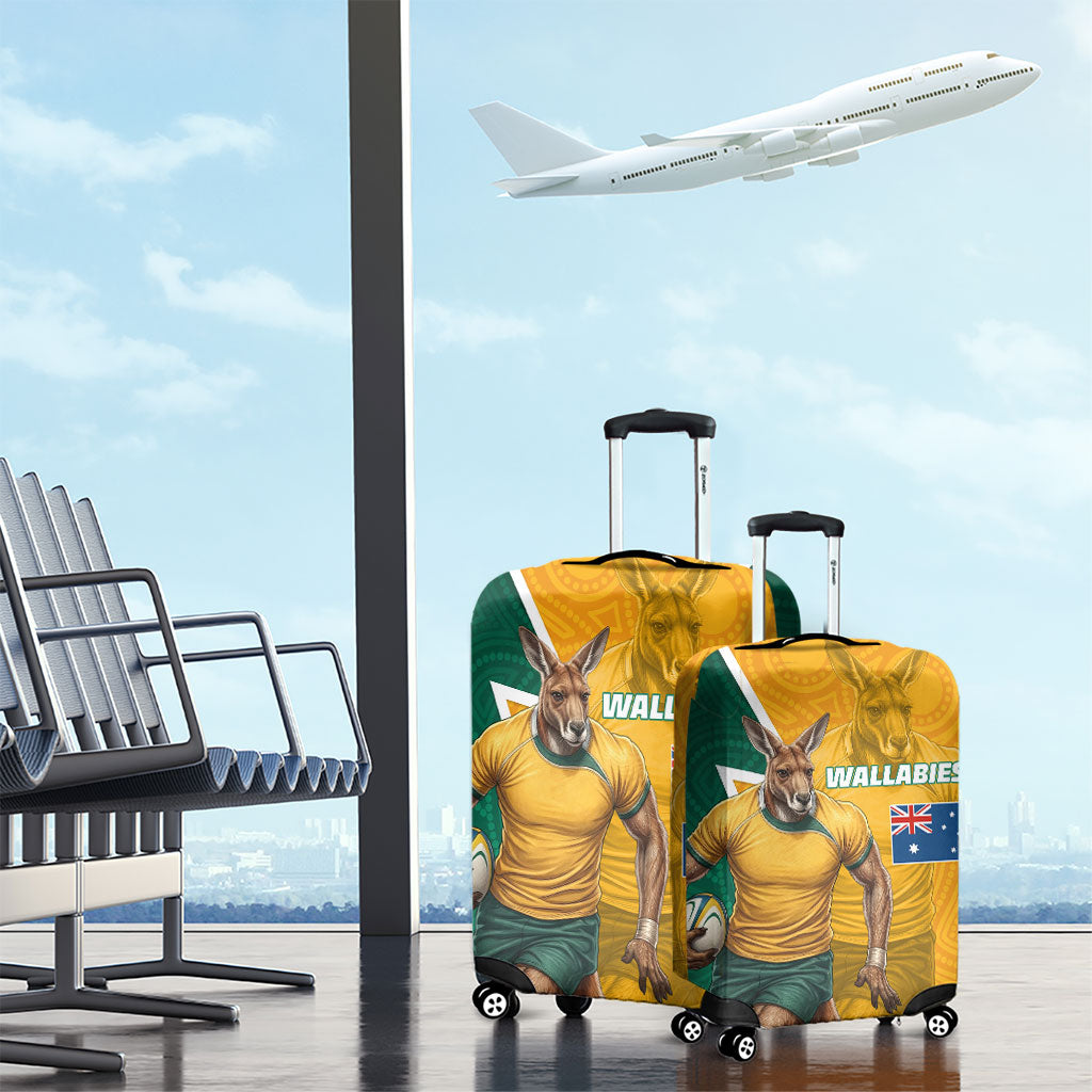 Australia Wallabies Kangaroo Luggage Cover Australia Flag And Lightning Bolt - Aboriginal Rugby Mascot