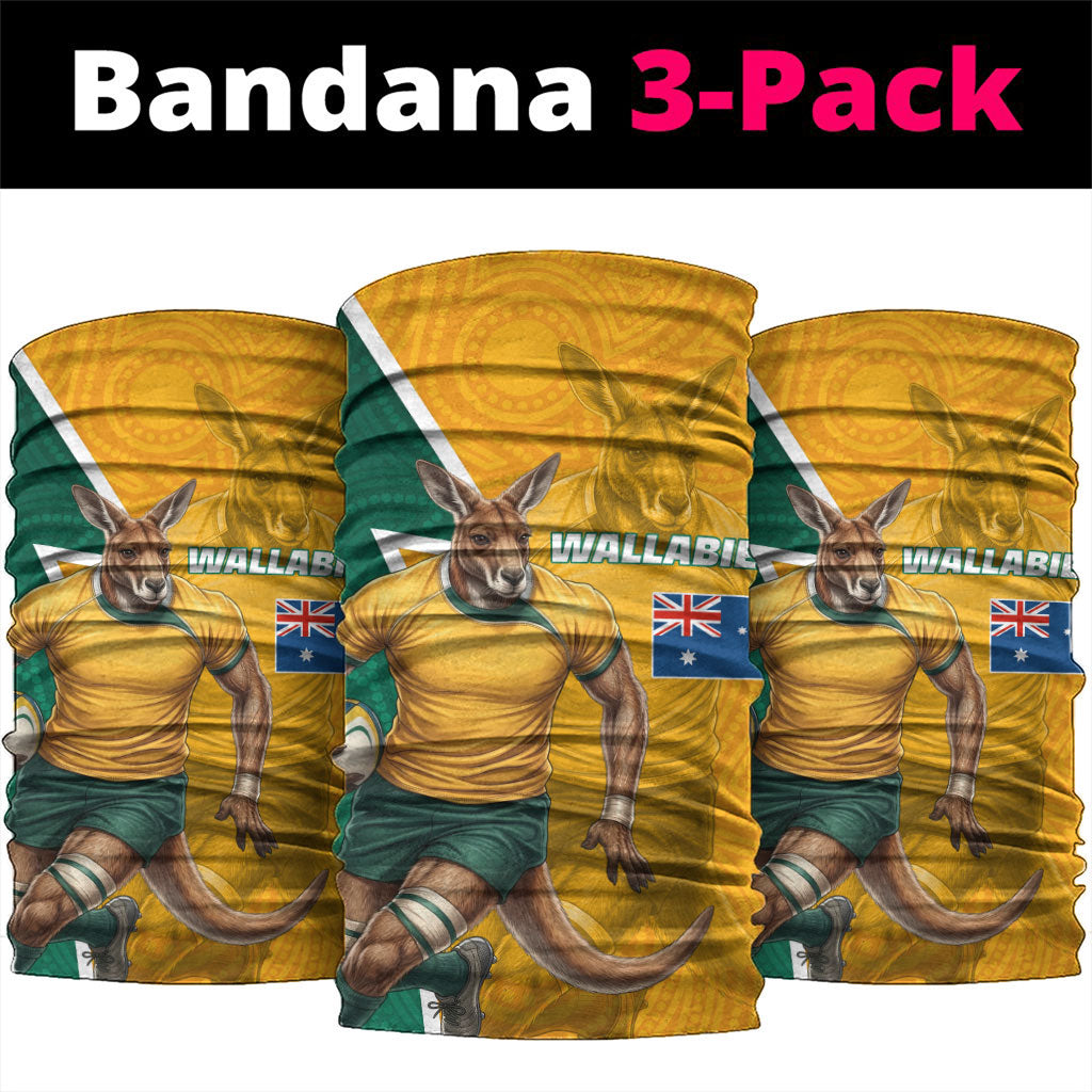 Australia Wallabies Kangaroo Neck Gaiter Australia Flag And Lightning Bolt - Aboriginal Rugby Mascot
