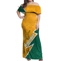 Australia Wallabies Kangaroo Off Shoulder Maxi Dress Australia Flag And Lightning Bolt - Aboriginal Rugby Mascot