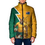 Australia Wallabies Kangaroo Padded Jacket Australia Flag And Lightning Bolt - Aboriginal Rugby Mascot