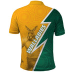 Australia Wallabies Kangaroo Polo Shirt Australia Flag And Lightning Bolt - Aboriginal Rugby Mascot