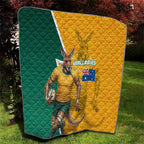 Australia Wallabies Kangaroo Quilt Australia Flag And Lightning Bolt - Aboriginal Rugby Mascot