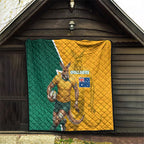 Australia Wallabies Kangaroo Quilt Australia Flag And Lightning Bolt - Aboriginal Rugby Mascot