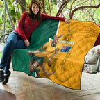 Australia Wallabies Kangaroo Quilt Australia Flag And Lightning Bolt - Aboriginal Rugby Mascot