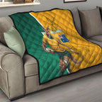 Australia Wallabies Kangaroo Quilt Australia Flag And Lightning Bolt - Aboriginal Rugby Mascot