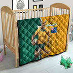 Australia Wallabies Kangaroo Quilt Australia Flag And Lightning Bolt - Aboriginal Rugby Mascot