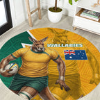 Australia Wallabies Kangaroo Round Carpet Australia Flag And Lightning Bolt - Aboriginal Rugby Mascot