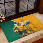 Australia Wallabies Kangaroo Rubber Doormat Australia Flag And Lightning Bolt - Aboriginal Rugby Mascot