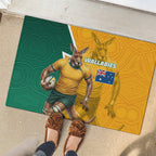 Australia Wallabies Kangaroo Rubber Doormat Australia Flag And Lightning Bolt - Aboriginal Rugby Mascot
