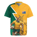 Australia Wallabies Kangaroo Rugby Jersey Australia Flag And Lightning Bolt - Aboriginal Rugby Mascot
