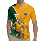 Australia Wallabies Kangaroo Rugby Jersey Australia Flag And Lightning Bolt - Aboriginal Rugby Mascot
