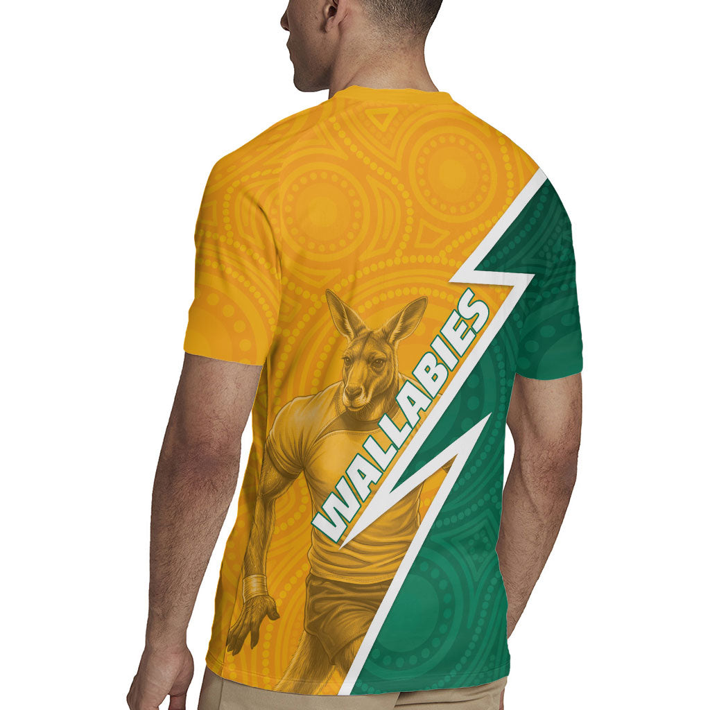 Australia Wallabies Kangaroo Rugby Jersey Australia Flag And Lightning Bolt - Aboriginal Rugby Mascot