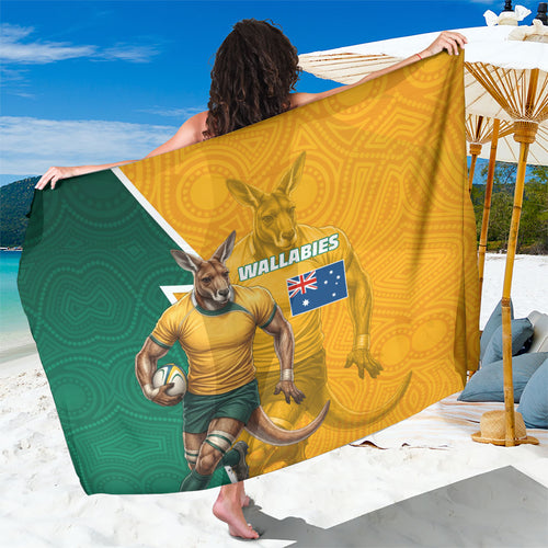 Australia Wallabies Kangaroo Sarong Australia Flag And Lightning Bolt - Aboriginal Rugby Mascot