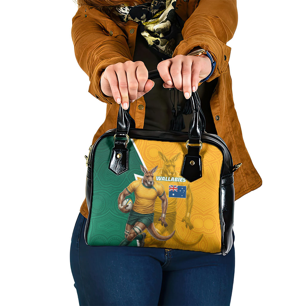 Australia Wallabies Kangaroo Shoulder Handbag Australia Flag And Lightning Bolt - Aboriginal Rugby Mascot
