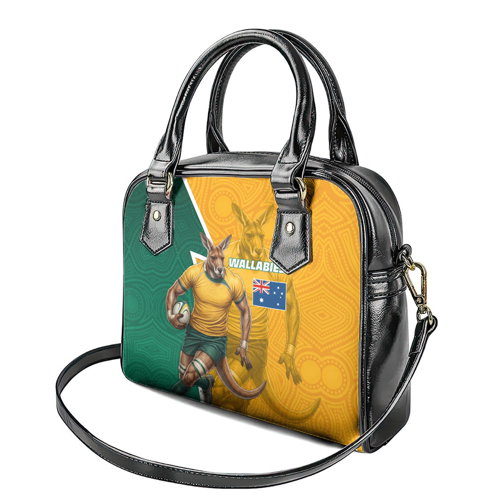 Australia Wallabies Kangaroo Shoulder Handbag Australia Flag And Lightning Bolt - Aboriginal Rugby Mascot