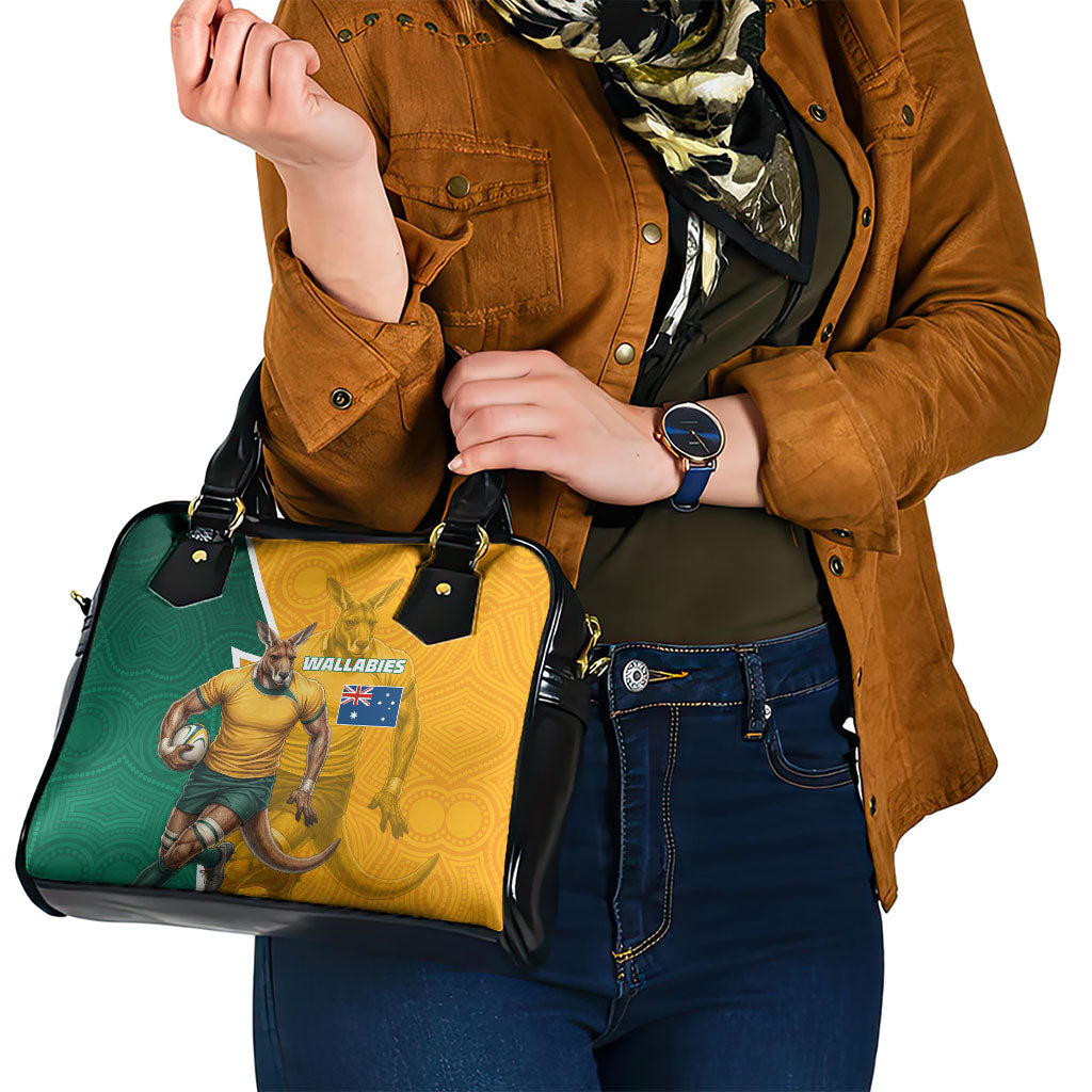 Australia Wallabies Kangaroo Shoulder Handbag Australia Flag And Lightning Bolt - Aboriginal Rugby Mascot