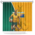 Australia Wallabies Kangaroo Shower Curtain Australia Flag And Lightning Bolt - Aboriginal Rugby Mascot