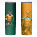 Australia Wallabies Kangaroo Skinny Tumbler Australia Flag And Lightning Bolt - Aboriginal Rugby Mascot