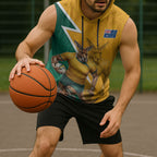 Australia Wallabies Kangaroo Sleeveless Hoodie Australia Flag And Lightning Bolt - Aboriginal Rugby Mascot
