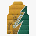 Australia Wallabies Kangaroo Sleeveless Puffer Jacket Australia Flag And Lightning Bolt - Aboriginal Rugby Mascot