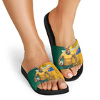 Australia Wallabies Kangaroo Slide Sandals Australia Flag And Lightning Bolt - Aboriginal Rugby Mascot