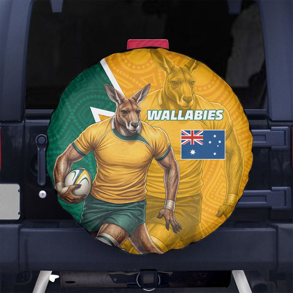 Australia Wallabies Kangaroo Spare Tire Cover Australia Flag And Lightning Bolt - Aboriginal Rugby Mascot