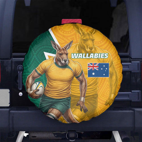 Australia Wallabies Kangaroo Spare Tire Cover Australia Flag And Lightning Bolt - Aboriginal Rugby Mascot