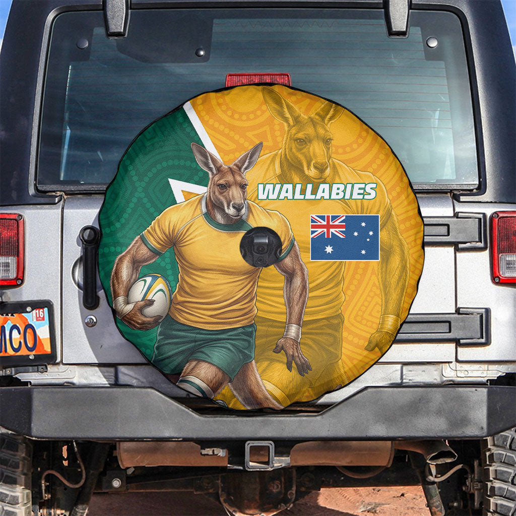 Australia Wallabies Kangaroo Spare Tire Cover Australia Flag And Lightning Bolt - Aboriginal Rugby Mascot