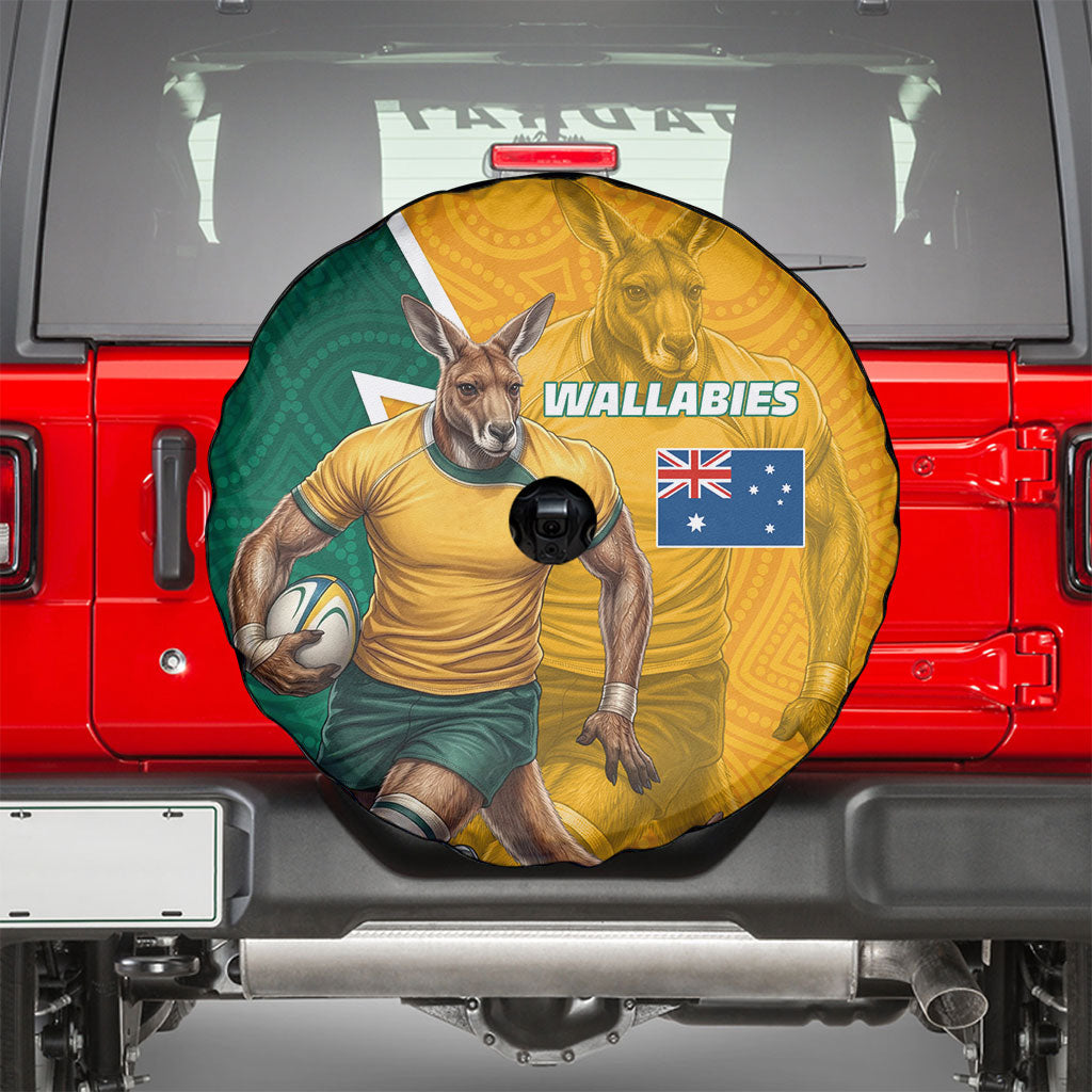 Australia Wallabies Kangaroo Spare Tire Cover Australia Flag And Lightning Bolt - Aboriginal Rugby Mascot