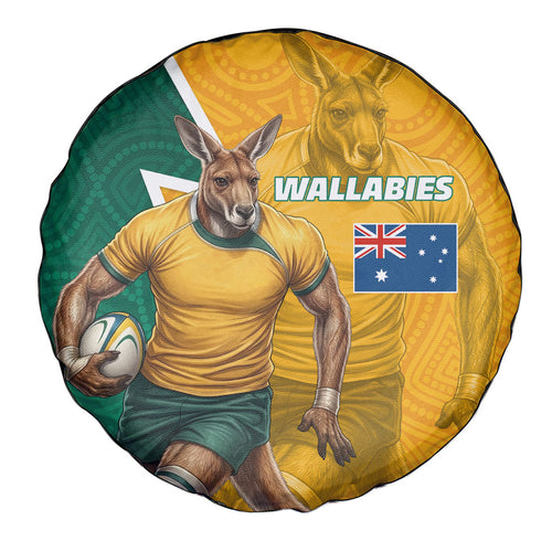 Australia Wallabies Kangaroo Spare Tire Cover Australia Flag And Lightning Bolt - Aboriginal Rugby Mascot