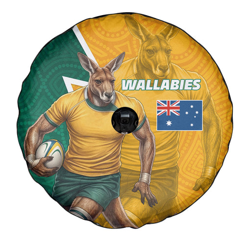 Australia Wallabies Kangaroo Spare Tire Cover Australia Flag And Lightning Bolt - Aboriginal Rugby Mascot