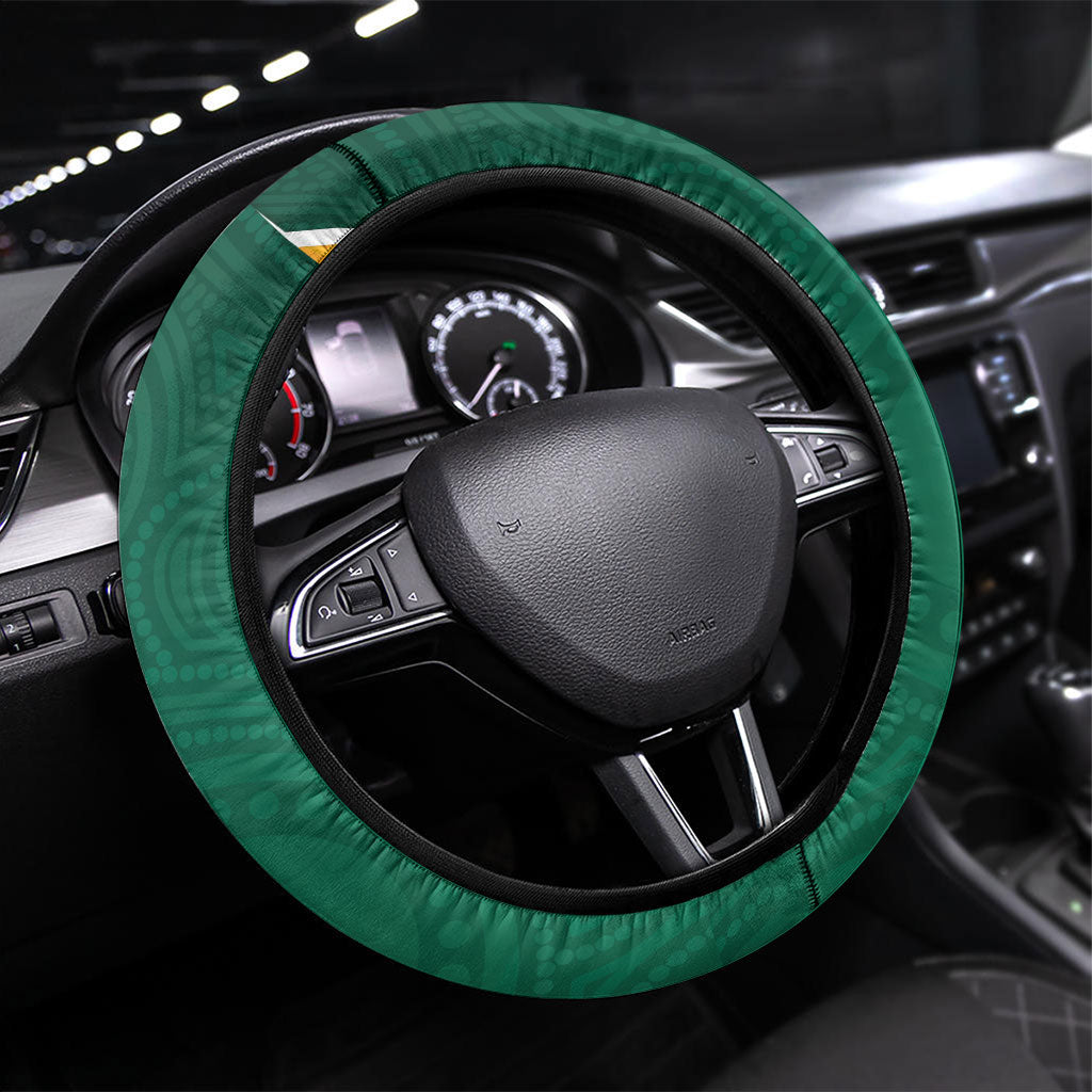 Australia Wallabies Kangaroo Steering Wheel Cover Australia Flag And Lightning Bolt - Aboriginal Rugby Mascot