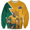 Australia Wallabies Kangaroo Sweatshirt Australia Flag And Lightning Bolt - Aboriginal Rugby Mascot