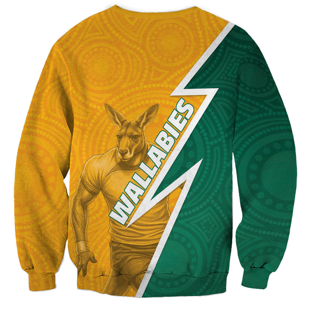 Australia Wallabies Kangaroo Sweatshirt Australia Flag And Lightning Bolt - Aboriginal Rugby Mascot