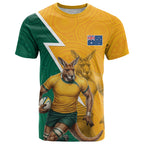 Australia Wallabies Kangaroo T Shirt Australia Flag And Lightning Bolt - Aboriginal Rugby Mascot