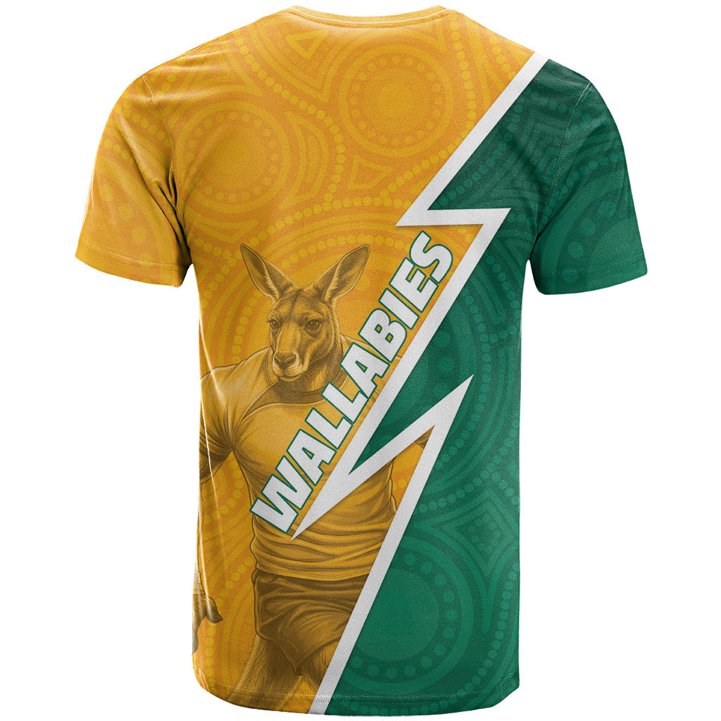 Australia Wallabies Kangaroo T Shirt Australia Flag And Lightning Bolt - Aboriginal Rugby Mascot