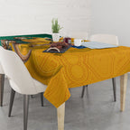 Australia Wallabies Kangaroo Tablecloth Australia Flag And Lightning Bolt - Aboriginal Rugby Mascot