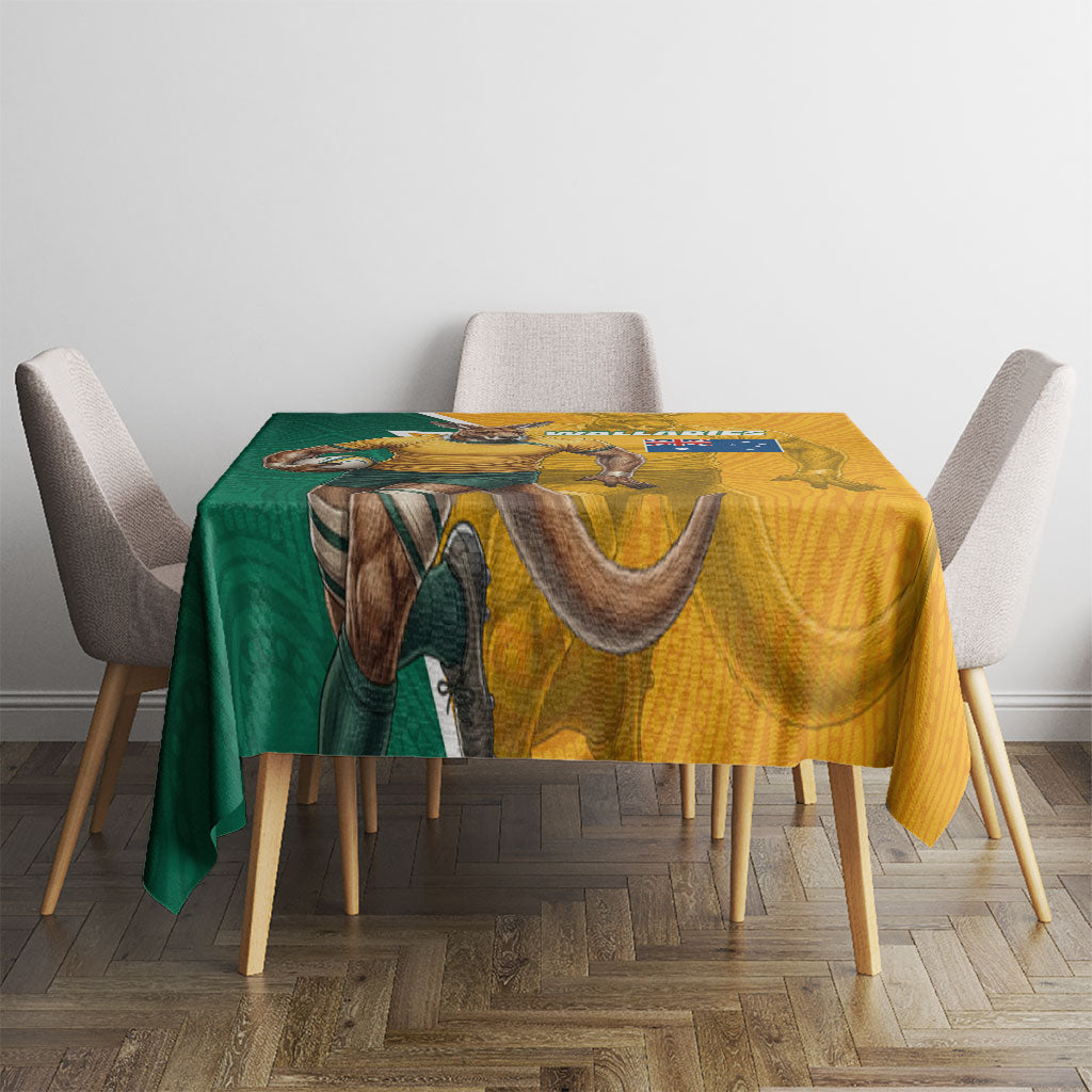 Australia Wallabies Kangaroo Tablecloth Australia Flag And Lightning Bolt - Aboriginal Rugby Mascot