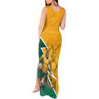 Australia Wallabies Kangaroo Tank Maxi Dress Australia Flag And Lightning Bolt - Aboriginal Rugby Mascot