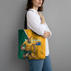 Australia Wallabies Kangaroo Tote Bag Australia Flag And Lightning Bolt - Aboriginal Rugby Mascot
