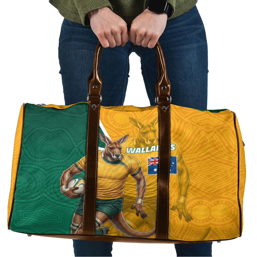 Australia Wallabies Kangaroo Travel Bag Australia Flag And Lightning Bolt - Aboriginal Rugby Mascot