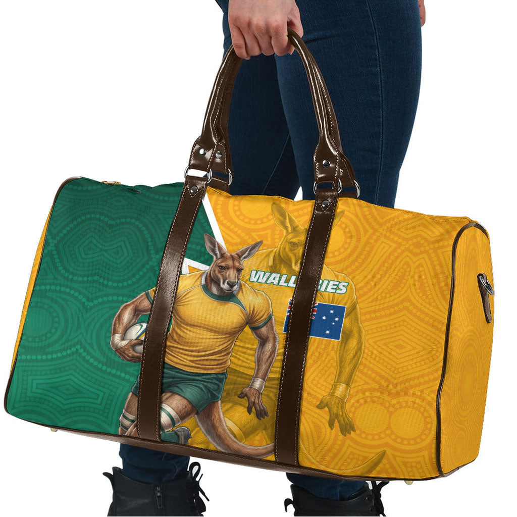 Australia Wallabies Kangaroo Travel Bag Australia Flag And Lightning Bolt - Aboriginal Rugby Mascot
