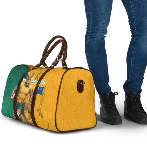 Australia Wallabies Kangaroo Travel Bag Australia Flag And Lightning Bolt - Aboriginal Rugby Mascot