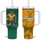 Australia Wallabies Kangaroo Tumbler With Handle Australia Flag And Lightning Bolt - Aboriginal Rugby Mascot