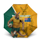 Australia Wallabies Kangaroo Umbrella Australia Flag And Lightning Bolt - Aboriginal Rugby Mascot