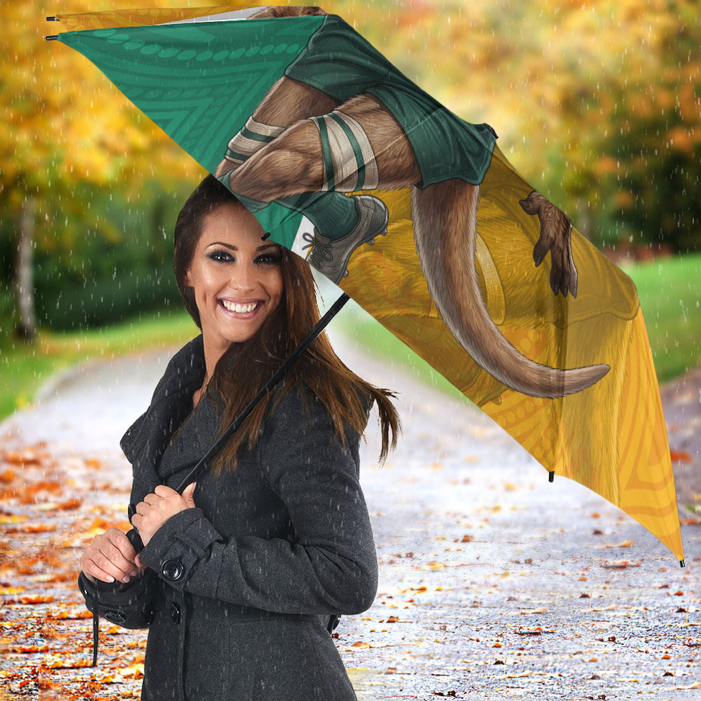 Australia Wallabies Kangaroo Umbrella Australia Flag And Lightning Bolt - Aboriginal Rugby Mascot